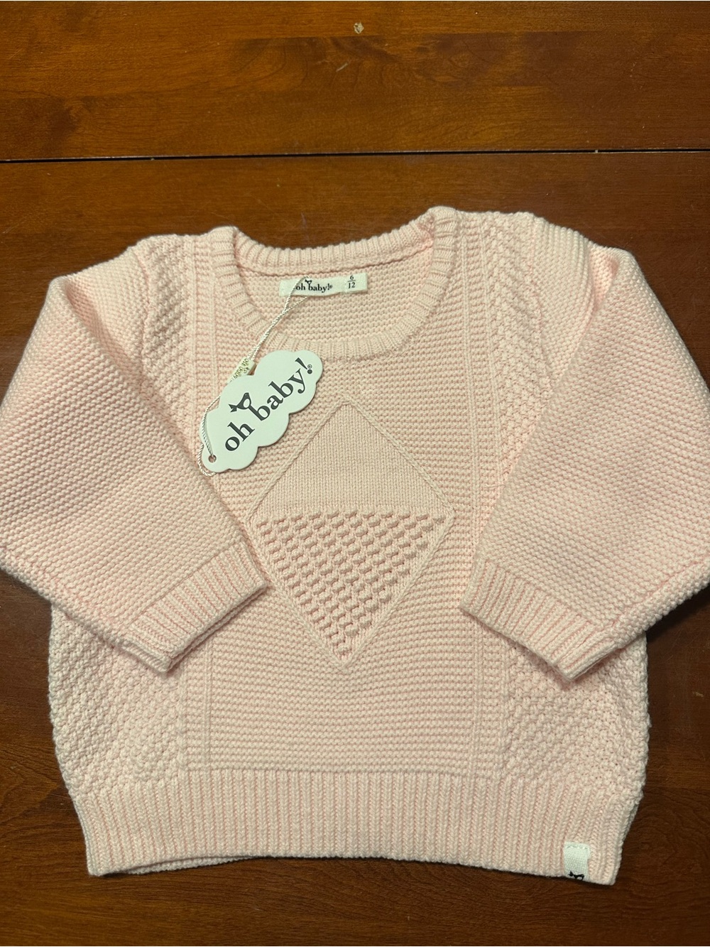 Oh Baby! Pink Textured Knit Baby Sweater. NWT. 6/12 months